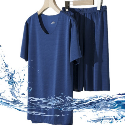 Nove ljetne muške kompleti pidžama od ledene svile i poliestera Cool kućna odjeća Muške ležerne udobne pidžame Tanke pidžame Široka odjeća za spavanje