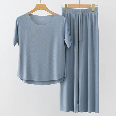 2023 m. Nauji vyriški ledinio šilko minkšti miegui skirti moteriški vasariniai pižamų komplektai su kaklu Tvirtas namų drabužių vyriškų moteriškų pižamų rinkinys poroms