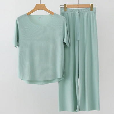 2023 m. Nauji vyriški ledinio šilko minkšti miegui skirti moteriški vasariniai pižamų komplektai su kaklu Tvirtas namų drabužių vyriškų moteriškų pižamų rinkinys poroms