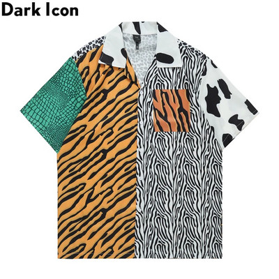 Dark Icon Zebra Patchwork Men`s Polo Shirt Summer Holiday Beach Shirts Men Streetwear Clothing