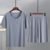 Chic muška ljetna sportska kombinacija Labava elastična obuća u struku Plus veličina Muški top kratke hlače Mekana muška ljetna trenirka Muška odjeća