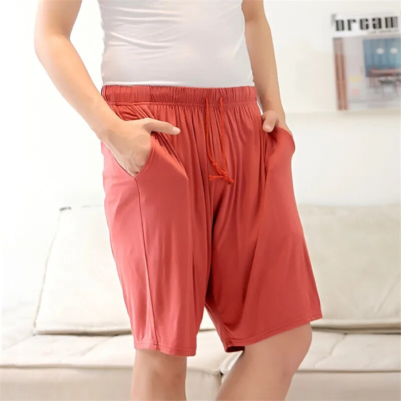3XL-7XL Nyári hálóruha pizsama nadrág Férfi Új Pamut Nagy méretű Hálóruha Félhosszú Nadrág Lounge Wear Laza Pantalones