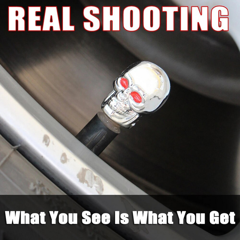 4Pcs/Set Univerzalni auto u stilu lubanje Antirđajuća bakrena jezgra Motocikl Bicikl Automobilski kotači Gume Gume Kapice ventila