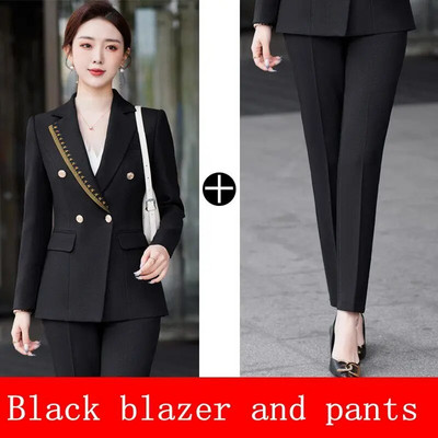Ανοιξιάτικη επίσημη Γυναικεία Μόδα Μπλέιζερ Ανοιξιάτικη Γυναικεία επαγγελματικά κοστούμια με σετ Work Wear Γραφείο casual παντελόνι κοστούμι σακάκι