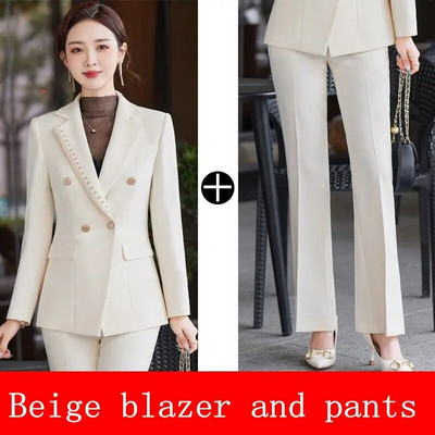 Ανοιξιάτικη επίσημη Γυναικεία Μόδα Μπλέιζερ Ανοιξιάτικη Γυναικεία επαγγελματικά κοστούμια με σετ Work Wear Γραφείο casual παντελόνι κοστούμι σακάκι