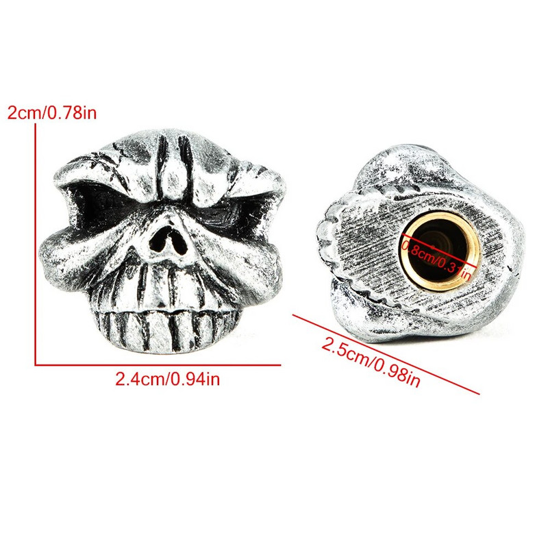 4 vnt / rinkinys vožtuvų dangteliai Skull Tire vožtuvo dulkių dangteliai automobiliams, motociklams, dviračių priedai padangų vožtuvų dangteliai