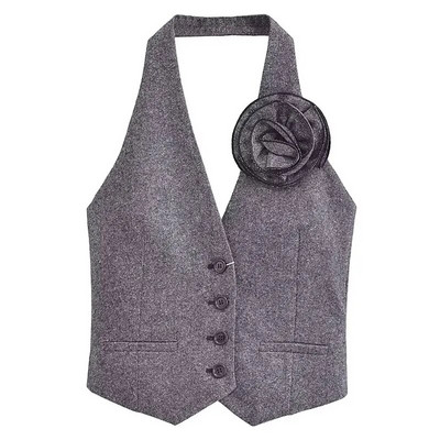 TRAFZA tavaszi női divatos 3 részes hajtóka hosszú ujjú blézerkabát + formális stílusú öltöny mellény + vad női széles lábú hosszú nadrág