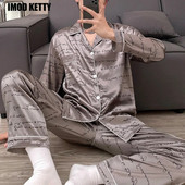 Casual Home Wear Autumn Silk Boy Σετ Πυτζάμες Leisure Σετ Πυτζάμες Άνετες Ανδρικές Σετ Πιτζάμες Leisure Μακρυμάνικο Ανδρικές πιτζάμες