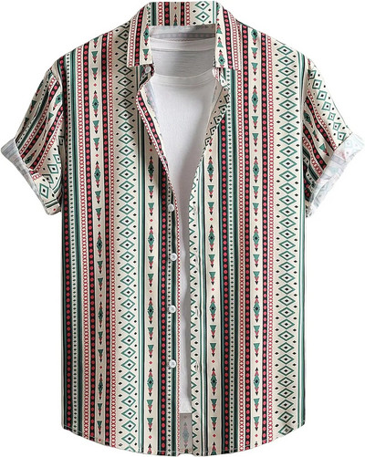 Ljeto 2023., muška havajska košulja s dugmadima kratkih rukava, ležerna modna havajska košulja s prugastim 3D tiskom u boji blokova, muške svečane uske košulje