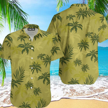 Ανδρικά πουκάμισα Coconut Tree 2024 Casual πουκάμισο για άντρες Κοντό μανίκι Χαβάης μόδας πουκάμισο πάρτι Καλοκαιρινό ανδρικό ρούχο μπλουζάκι