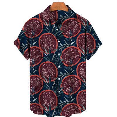 Stilingi havajietiški vyriški marškiniai su ananasų raštais vaisių raštais laisvalaikio trumpomis rankovėmis Madingi vyriški vasariniai laisvi dideli drabužiai