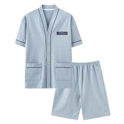 Nova pletena pamučna muška pidžama kratkih rukava Komplet muške kimono pidžame M-4XL