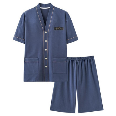 Nova pletena pamučna muška pidžama kratkih rukava Komplet muške kimono pidžame M-4XL
