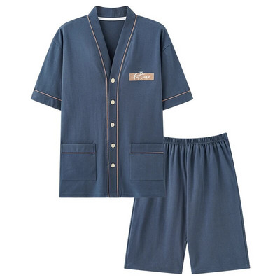 Nova pletena pamučna muška pidžama kratkih rukava Komplet muške kimono pidžame M-4XL