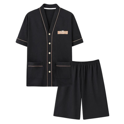 Nova pletena pamučna muška pidžama kratkih rukava Komplet muške kimono pidžame M-4XL