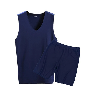 2023 Summer Ice Pajama V-collar Trackless Πιτζάμες Ανδρικό σορτς Σπίτι Κοστούμι Παντελόνι λεπτής διατομής Κοντομάνικο κοστούμι δύο τεμαχίων