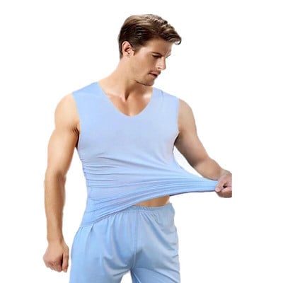 2023 Summer Ice Pajama V-collar Trackless Πιτζάμες Ανδρικό σορτς Σπίτι Κοστούμι Παντελόνι λεπτής διατομής Κοντομάνικο κοστούμι δύο τεμαχίων