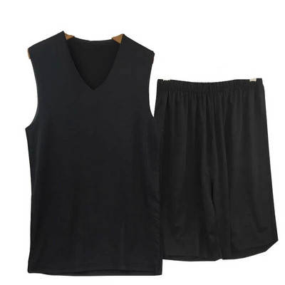 2023 Summer Ice Pizsama V-galléros lánctalpas pizsama Férfi rövidnadrág Otthoni viselet öltöny Nadrág Vékony szakasz Rövid ujjú, kétrészes öltöny