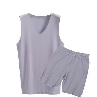 2023 Summer Ice Pizsama V-galléros lánctalpas pizsama Férfi rövidnadrág Otthoni viselet öltöny Nadrág Vékony szakasz Rövid ujjú, kétrészes öltöny