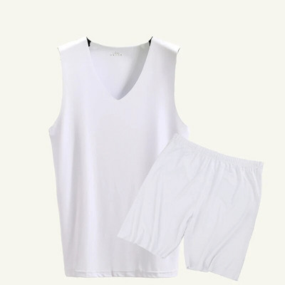 2023 Summer Ice Pizsama V-galléros lánctalpas pizsama Férfi rövidnadrág Otthoni viselet öltöny Nadrág Vékony szakasz Rövid ujjú, kétrészes öltöny