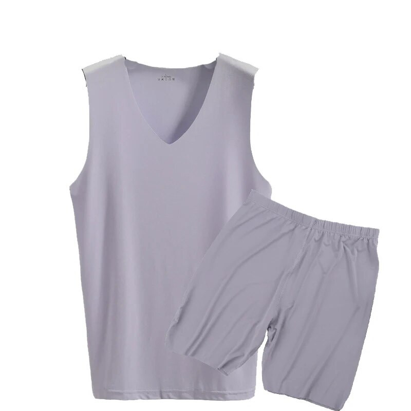 2023 Summer Ice Pizsama V-galléros lánctalpas pizsama Férfi rövidnadrág Otthoni viselet öltöny Nadrág Vékony szakasz Rövid ujjú, kétrészes öltöny