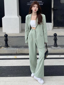 Ženske hlače Blazer odijelo Ženska ležerna jakna dugih rukava i široke hlače visokog struka Ženska modna odjeća Elegantni top set