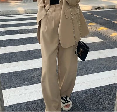 Ženske hlače Blazer odijelo Ženska ležerna jakna dugih rukava i široke hlače visokog struka Ženska modna odjeća Elegantni top set