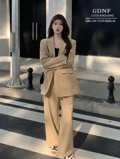 Ženske hlače Blazer odijelo Ženska ležerna jakna dugih rukava i široke hlače visokog struka Ženska modna odjeća Elegantni top set