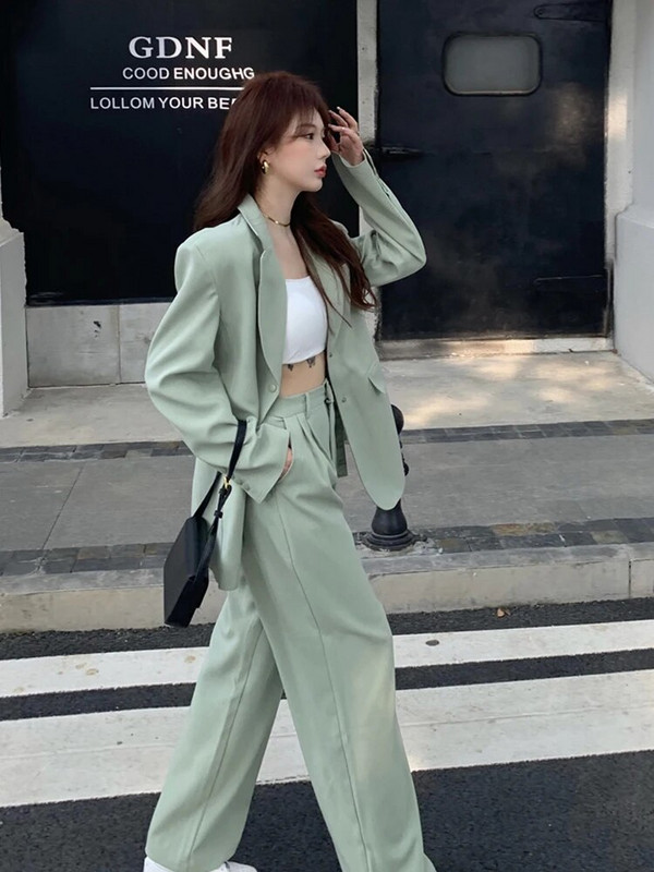 Ženske hlače Blazer odijelo Ženska ležerna jakna dugih rukava i široke hlače visokog struka Ženska modna odjeća Elegantni top set