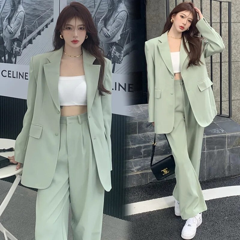 Ženske hlače Blazer odijelo Ženska ležerna jakna dugih rukava i široke hlače visokog struka Ženska modna odjeća Elegantni top set