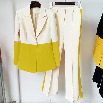 Žensko odijelo, 2-dijelno uredsko žensko poslovno odijelo s jednim gumbom, blejzer hlače na zvono, formalno odijelo po mjeri