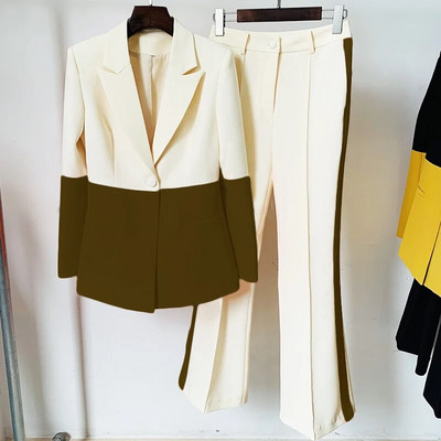 Žensko odijelo, 2-dijelno uredsko žensko poslovno odijelo s jednim gumbom, blejzer hlače na zvono, formalno odijelo po mjeri