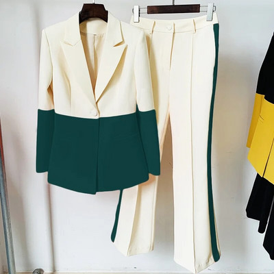 Žensko odijelo, 2-dijelno uredsko žensko poslovno odijelo s jednim gumbom, blejzer hlače na zvono, formalno odijelo po mjeri