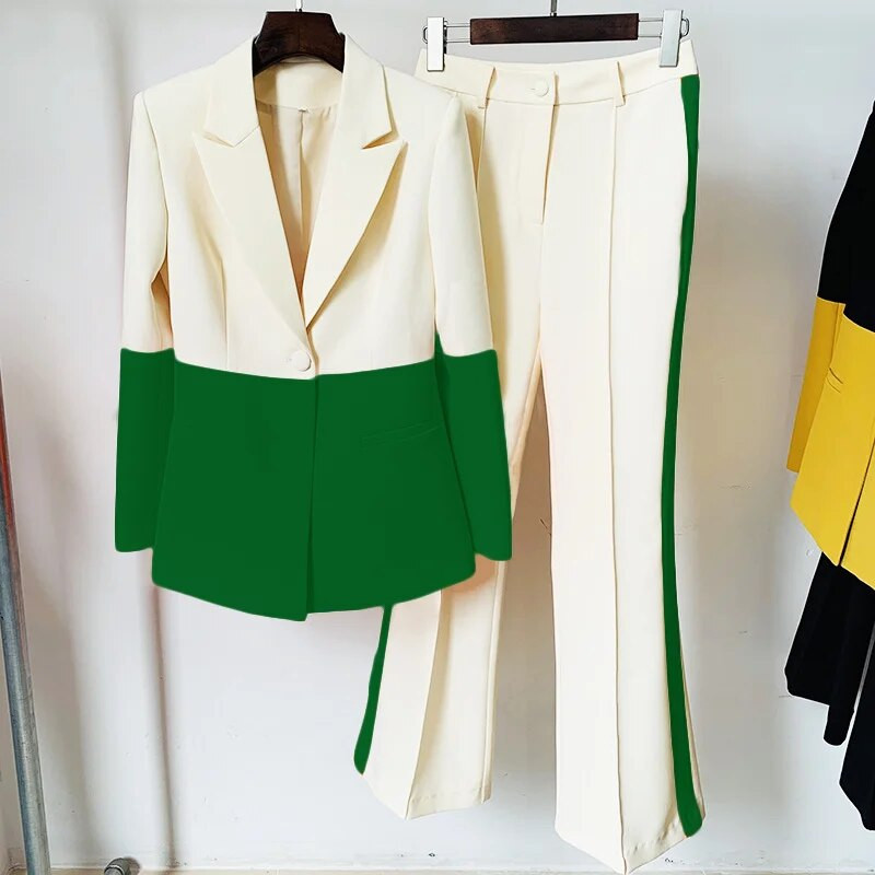 Žensko odijelo, 2-dijelno uredsko žensko poslovno odijelo s jednim gumbom, blejzer hlače na zvono, formalno odijelo po mjeri