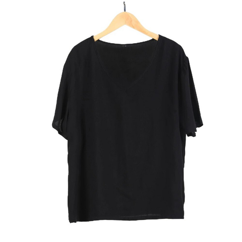 Vasariniai moteriški medvilniniai šilko marškinėliai pižama trumpomis rankovėmis vienspalviai „Collision Candy“ viršutinė didelio dydžio laisva V formos iškirptė išorinė pižama