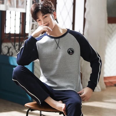 Nauji Pižama Elegant Vyriški miegui Pavasario Rudens Žiemos Medvilniniai Didesnio dydžio Pižamos Vyriški Berniukai Laisvalaikis Prabangūs Poilsio Rūbai Pižamų rinkiniai