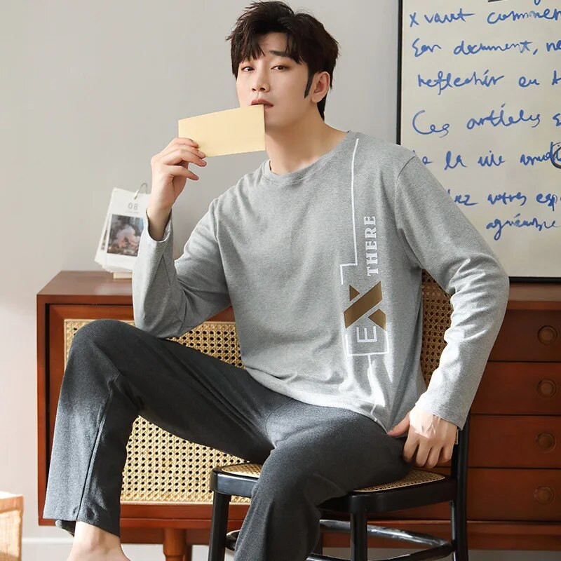 Nauji Pižama Elegant Vyriški miegui Pavasario Rudens Žiemos Medvilniniai Didesnio dydžio Pižamos Vyriški Berniukai Laisvalaikis Prabangūs Poilsio Rūbai Pižamų rinkiniai