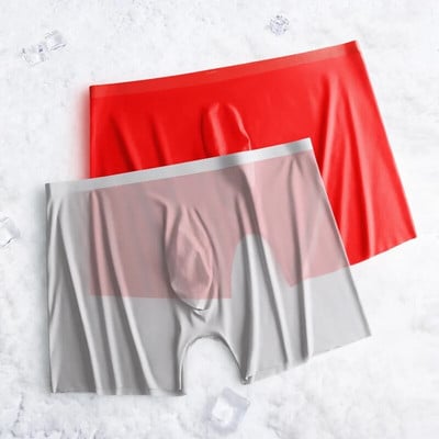 2vnt lengvi besiūliai bokseriai vyrams lediniai šilko bokseriai, itin ploni apatiniai, kvėpuojantys vyriški apatiniai vienspalviai kelnaitės