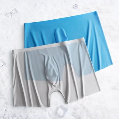 2vnt lengvi besiūliai bokseriai vyrams lediniai šilko bokseriai, itin ploni apatiniai, kvėpuojantys vyriški apatiniai vienspalviai kelnaitės