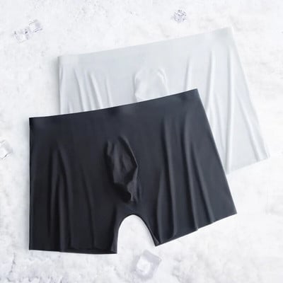 2vnt lengvi besiūliai bokseriai vyrams lediniai šilko bokseriai, itin ploni apatiniai, kvėpuojantys vyriški apatiniai vienspalviai kelnaitės