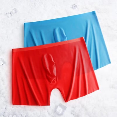 2vnt lengvi besiūliai bokseriai vyrams lediniai šilko bokseriai, itin ploni apatiniai, kvėpuojantys vyriški apatiniai vienspalviai kelnaitės