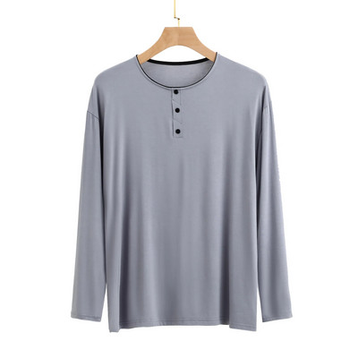 Modalne pidžame za muškarce Okrugli izrez dugih rukava Jednostavno modno jednodijelno donje rublje Prekrivanje dugih rukava Odjeća za spavanje