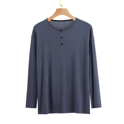 Modalne pidžame za muškarce Okrugli izrez dugih rukava Jednostavno modno jednodijelno donje rublje Prekrivanje dugih rukava Odjeća za spavanje