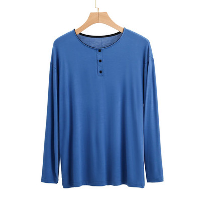 Modalne pidžame za muškarce Okrugli izrez dugih rukava Jednostavno modno jednodijelno donje rublje Prekrivanje dugih rukava Odjeća za spavanje