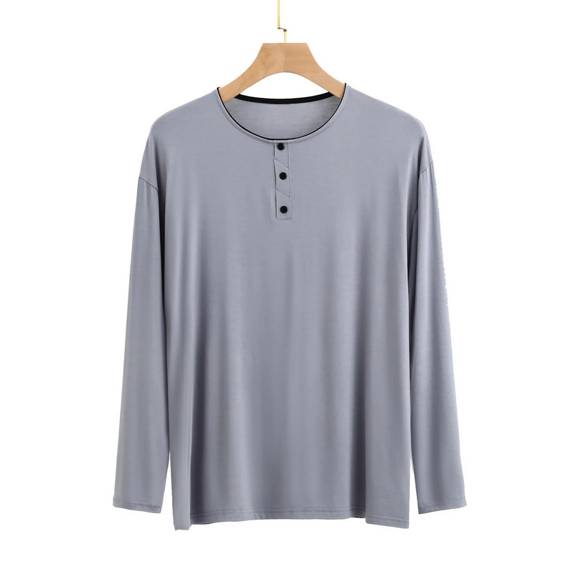 Modalne pidžame za muškarce Okrugli izrez dugih rukava Jednostavno modno jednodijelno donje rublje Prekrivanje dugih rukava Odjeća za spavanje