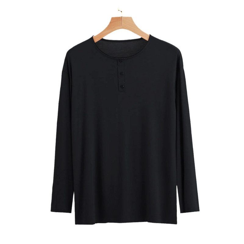 Modalne pidžame za muškarce Okrugli izrez dugih rukava Jednostavno modno jednodijelno donje rublje Prekrivanje dugih rukava Odjeća za spavanje