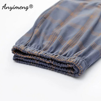 2XL 3XL 4XL Мъжки комплект памучни пижами Елегантни пижами в минималистичен стил Плюс размер Homsuit за момче Есен Зима Мъжки Ежедневни Peignior