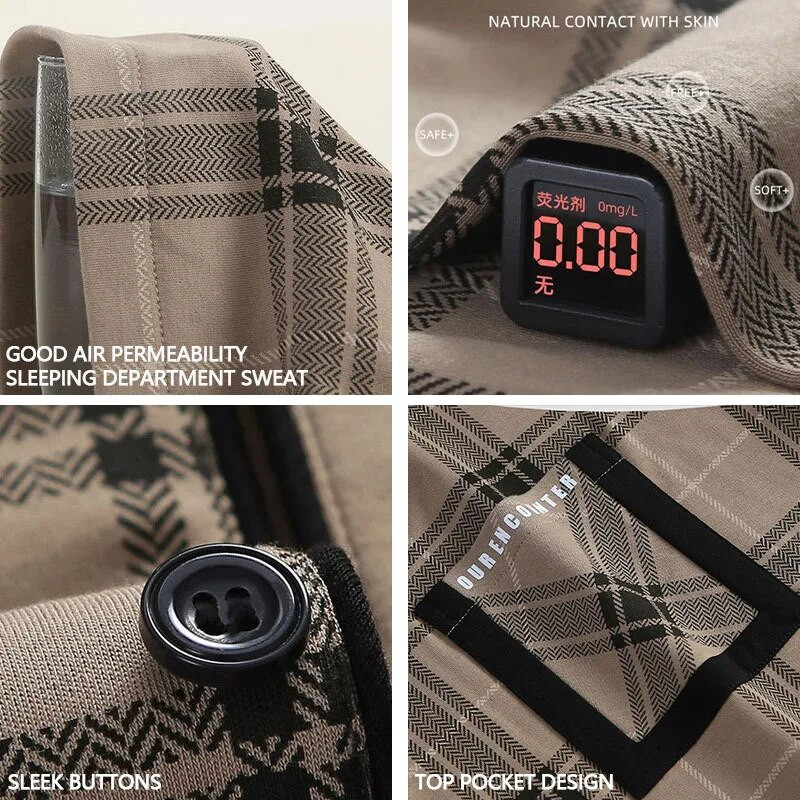 Jodimitty Jesen Zima Pamučne pidžame za muškarce Ležerni karirani kompleti pidžama velikih veličina Muška odjeća za spavanje dugih rukava Udobna pidžama