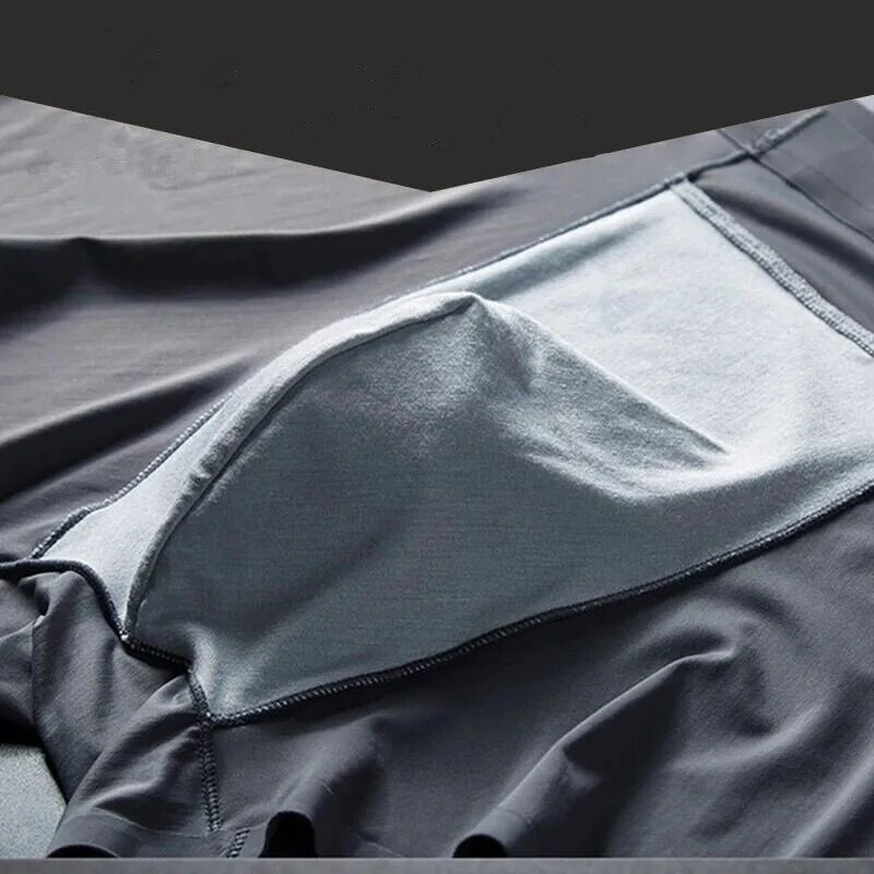 L-XXXL Безшевни ледени копринени боксерки Мъжки едноцветни мъжки долни гащи Ултратънко секси бельо Летни ГОТИНИ шорти за багаж