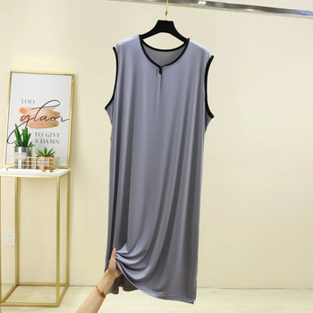 Summer Sleepwear Thin Plus Ανδρικά Βαμβακερά Αμάνικα Μασίφ Μοντάλ Πυτζάμες Μακρύ Νυχτικό Μέγεθος Χρώμα για Μεσαία Μπλούζα Φαρδιά